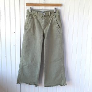 Green Wide Leg Crop Jeans